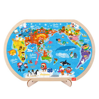 TOI 儿童木质世界地图拼图儿童玩具宝宝早教2-3-4-5-6岁拼板男女孩礼物  80片世界地图