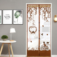 青苇 防蚊门帘防蚊纱窗门 免打孔 磁性纱门 送2包粘扣 1包图钉 清新款咖色 90*210cm