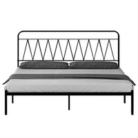 奈高公寓床铁艺床单双人现代简约铁架床宿舍家具黑色款1.5米款-NG2