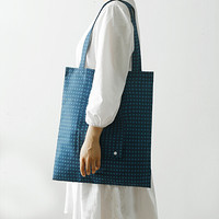 柯良惠子 居家布艺购物收纳袋 环保大容量可折叠外出备用环保袋 深蓝色符号