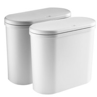 利临（加大2只装）欧式分类垃圾桶带盖家用大号厨房卫生间客厅卧室商用白+灰经典简约垃圾分类桶送垃圾袋2卷