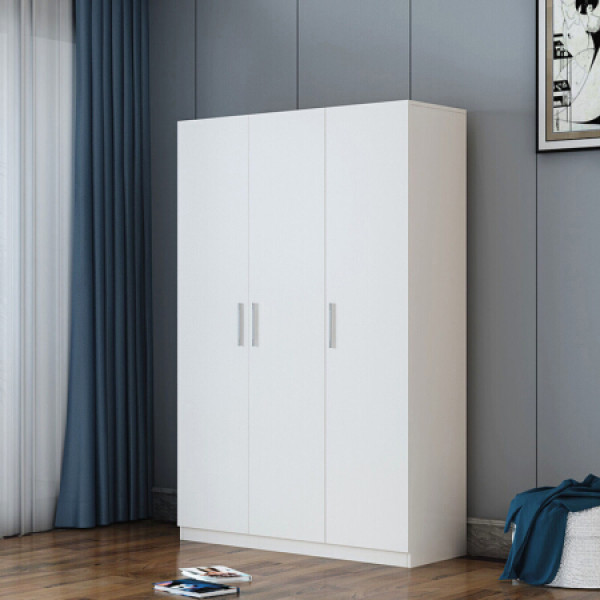 苏美特木质三门更衣柜简易衣柜衣帽间大衣柜衣橱员工宿舍衣柜暖白色