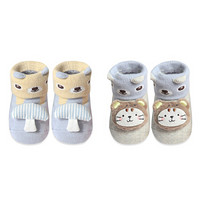 馨颂婴儿地板袜两双装宝宝防滑袜套家居袜子套装 L(12-18个月)