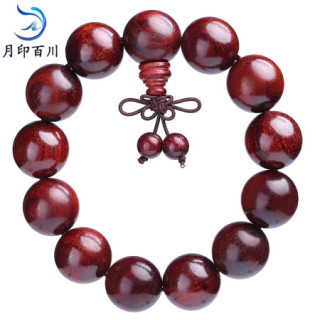 月印百川 鸡血紫檀木手串顺纹木饰男女款血檀手链 约18mm