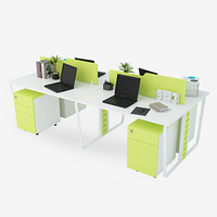 好事达易美职员办公桌 1.2米四人工位F款白色+绿色FBL03