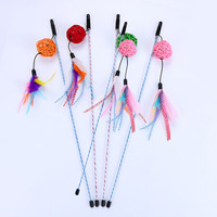 憨憨乐园 宠物猫玩具小猫藤球逗猫棒猫咪互动球带彩条尾巴逗猫绳逗猫杆