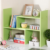 美达斯 桌上小书架 简易收纳架置物架木制 创意可伸缩 果绿色13240