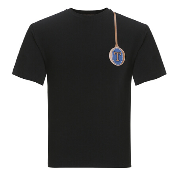 trussardi男士字母logo圆领短袖t恤黑色