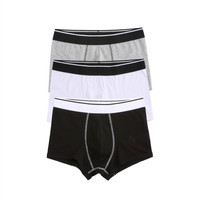 佐丹奴(Giordano) 内衣男式内裤 三条装宽橡筋平底内裤四角内裤01176006 黑/白/灰加加大码(180/94A)