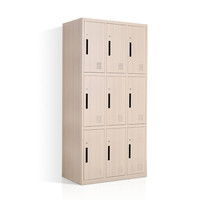 洛克菲勒 宿舍柜子带锁储物柜多门柜员工柜存包柜鞋柜樱桃木九门更衣柜
