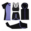 范迪慕 运动套装女休闲运动服套装女五件套运动服女跑步修身显瘦速干 FDM1802H-花紫弧线-外套五件套-M