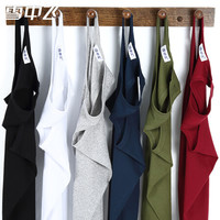 雪中飞 SNOWFLYING2件装男士背心 纯棉背心男薄款汗衫修身弹力吸汗透气休闲运动无袖打底衫 黑色+白色 XL