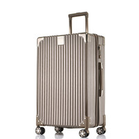 PointKid 飞机轮拉杆箱商务出差万向轮旅行箱 简约时尚大容量出国休闲旅行托运箱26英寸ZM010钛金色