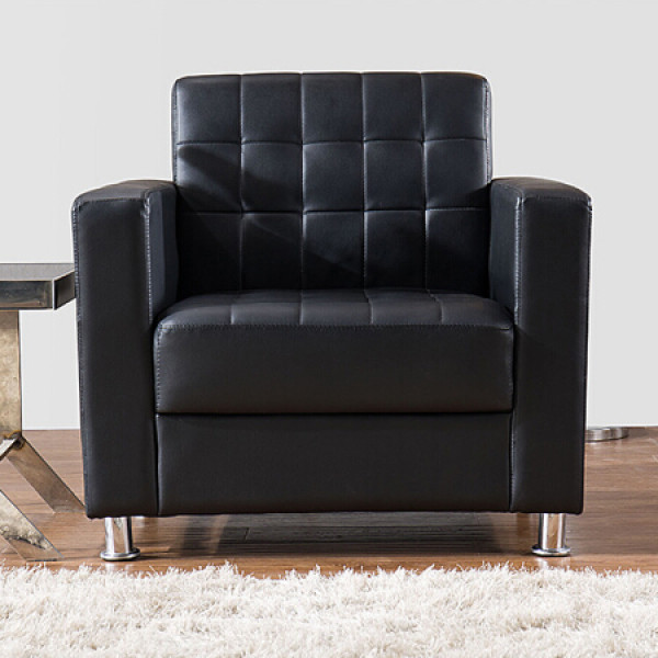 登(conedun)现代简约办公室商务接待会客时尚沙发单人位 xy2617 黑色