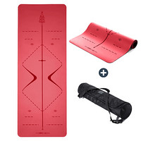 IKU正位瑜伽垫 天然橡胶PU瑜珈专业垫 干湿防滑 4mm-红