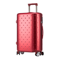 CCS 满天星拉链款 万向轮拉杆箱轻便大容量PC行李箱子女旅行箱密码 托运箱包防刮雾面红28英寸
