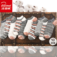 北极绒袜子男短袜四季中厚船袜男运动防脱隐形袜男士棉袜男船袜10双装 色纺船袜 均码