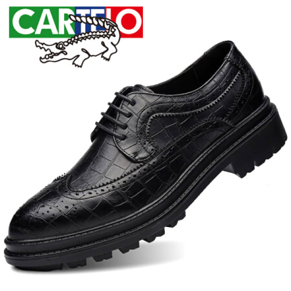 商品卡帝乐鳄鱼(cartelo)男士英伦布洛克商务休闲鞋头层牛皮低帮系带