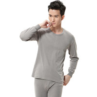 海之宁 男士秋衣秋裤套装纯棉秋冬季爸爸款中老年人线衣线裤贴身保暖圆领简约 3201-1圆领中灰 L码