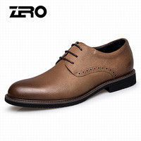 零度(ZERO)男英伦商务正装时尚系带舒适柔软休闲皮鞋 B83330 浅棕 40偏大一码