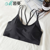 茵曼(INMAN)9882431060 舒适简约条纹可拆插垫美背抹胸裹胸 黑色 均码