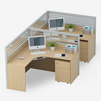 好事达易美定制屏风工位 员工卡位办公桌1.5*1.6款双人位F字型木纹色MW012