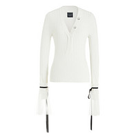 设计师品牌 M essential 网纱袖口V领针织上衣 白色 38