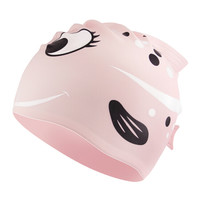 弈姿泳帽 儿童卡通硅胶游泳帽 男女童通用护耳防水可爱游泳帽 EZIWG1805 粉色小鱼 均码