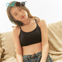 茵曼(INMAN)9882432048 舒适亲肤高弹蕾丝美背透气抹胸 黑色 均码