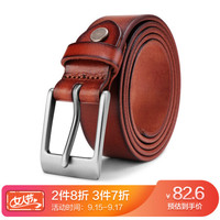 牛当家皮带女款针扣腰带女士牛皮裤带韩版时尚百搭5115 浅咖色