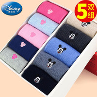 迪士尼儿童袜子纯棉春秋3-5中筒袜7-9岁宝宝加厚棉袜男童女童短袜 SM3355 16-18cm