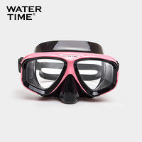 WATERTIME 蛙咚 潜水镜 浮潜面具 成人装备护鼻蛙镜 粉黑色