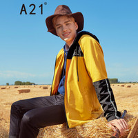 A21 秋冬男装潮流撞色外套防风连帽字母印花长袖风衣服 4831114016 桔黄 170/84A/M
