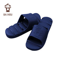 白猴（BAIHOU） 侧漏水时尚情侣防滑按摩家居浴室男女凉拖鞋 T-1802 深蓝 42-43