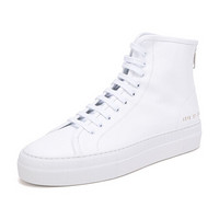 COMMON PROJECTS 女士白色皮革高帮系带板鞋运动鞋 4018 0506 38码