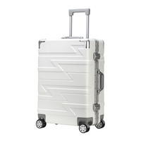 秀乐途(Surelaptop)行李箱24英寸万向轮拉杆箱 男女防刮耐磨静音铝框旅行箱子闪电条纹9617白色