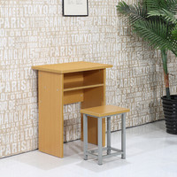 奈高NG办公家具阅览桌员工桌长条培训洽谈桌会议听课桌单人桌榉木色600*400*750含凳子