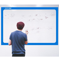 斯图sitoo 软白板纸彩色边框自粘背胶可擦写留言板墙贴教学涂鸦办公家用白板贴ST1168 蓝色 60cm*90cm