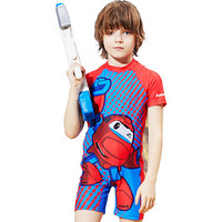 川崎(kawasaki)儿童泳衣男童泳裤泳镜套装男孩大中小童泳衣连体套装 高铁侠两件套SSC-S3006 红色 XS