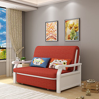 利尔 沙发床实木折叠沙发床1.2米1.5米两用多功能1.8米小户型客厅卧室木质海绵单人沙发 红色