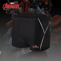 迪士尼 DISNEY 平角泳裤 男士游泳裤 漫威正版授权弹力舒适速干不贴身 复仇者联盟白色条纹款L码