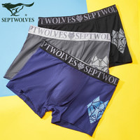 七匹狼男士内裤男平角裤抗菌明筋狼文化中腰短裤头四角裤 狼头(3条装) XL(175/90)