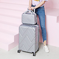 君华仕(GENVAS)拉杆箱 22英寸行李箱 万向轮女子母箱 防刮纹带扩展大容量旅行密码箱子 A-1213-222银色