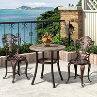 紫叶（ziye）入户花园欧式阳台桌椅三件套 铸铝桌椅套件 喝茶圆桌组合