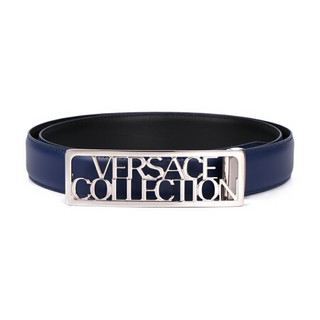 VERSACE COLLECTION 范思哲 奢侈品19秋冬新款 男士蓝色黑色皮革板扣双面皮带腰带 V910240 VM00432 V410 110