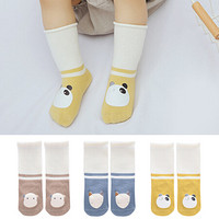 欧育婴儿袜子春秋新生儿袜子0-3-12个月宝宝中长筒松口婴儿袜B1010 卡通三双装M