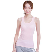 南极人女士背心螺纹工字透气炫彩吊带背心打底衫 粉红 M