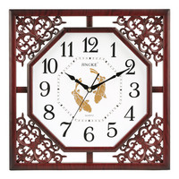 精科（JINGKE）挂钟 创意客厅静音石英钟表中式仿古工艺钟古典时尚电子时钟挂表 8320 红木纹 标准款