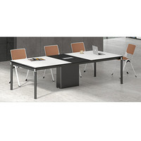 华旦 现代简约长会议桌小型板式培训桌长方形长条桌 GL2812 暖白+黑