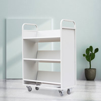 奈高NG档案室推车图书馆小推车手推车静音移动书架柜带侧孔三层V型车